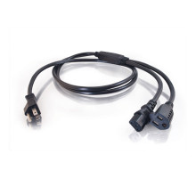 1.5ft 0.46m 16 AWG 1-to-2 Power Cord Splitter 1 NEMA 5-15P to 2 NEMA 5-15R  TAA Compliant