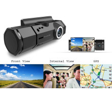 Dual Rotating Night Vision Dashboard Camera w/ Motion & Crash Sensor