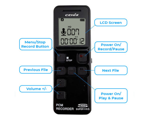 Premium PCM Audio Recorder 8GB 1040 Hours Storage with Password Protection