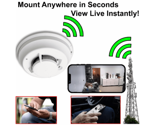 Commercial Smoke Detector 1080p Side View Camera w/ 4G Cellular Remote Viewing