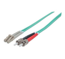 Intellinet 751001 Fiber Optic Patch Cable, Duplex, Multimode, 7 Feet, Aqua