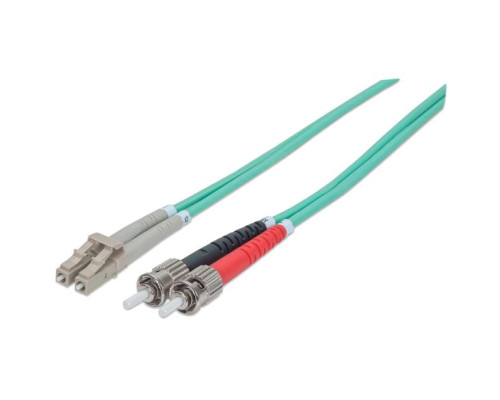 Intellinet 751001 Fiber Optic Patch Cable, Duplex, Multimode, 7 Feet, Aqua