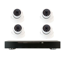 ViewZ VZ-HD4FD 8 Channel DVR, 1TB with 4 X Outdoor IR AHD/TVI/CVI/Analog Dome Cameras, 3.6mm Fixed Lens