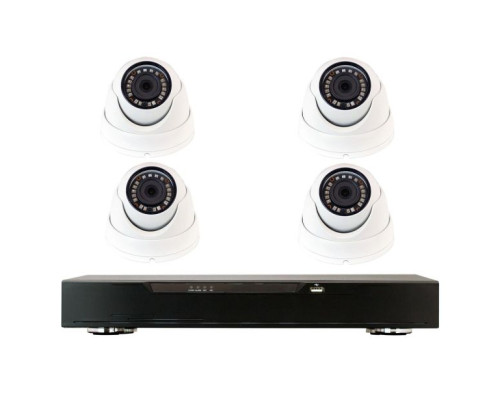 ViewZ VZ-HD4FD 8 Channel DVR, 1TB with 4 X Outdoor IR AHD/TVI/CVI/Analog Dome Cameras, 3.6mm Fixed Lens