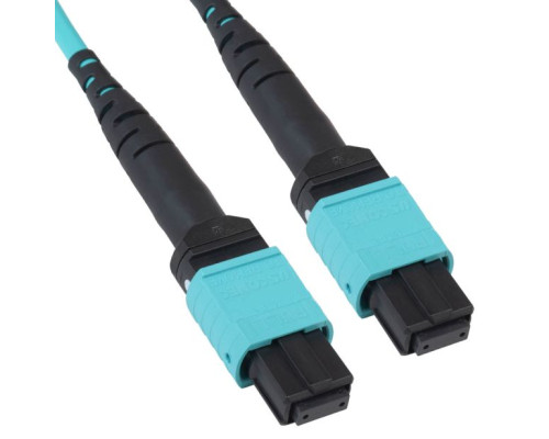 ICC ICFOJARG10 MTP-MTP Plenum Multimode 50/125 (OM3) Type B Fiber Optic Patch Cable with 12 Fibers in Aqua, 10 Meter