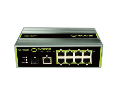 Syncom KA-FGH10P 8 Port Hardened Fast Ethernet PoE Switch with 1 Port Gigabit Ethernet Uplink and 1 Port SFP