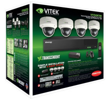 Vitek VT-TH2KT84TD-2 8 Channel 1080P 4-IN-1 (TVI/AHD/CVI/CVBS) DVR, 4TB with 4 x 2 Megapixel Dome Cameras, 2.8mm Lens