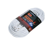 MDY Group 400801 Power Extension Cord 16 AWG White 50 Feet