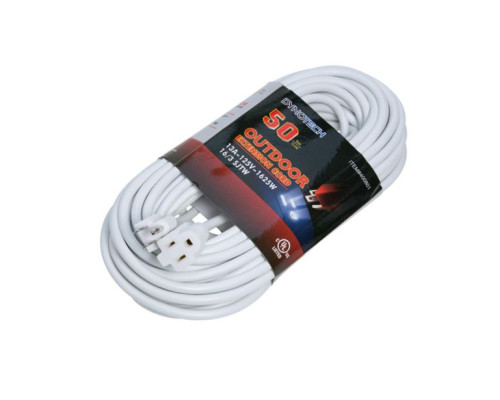 MDY Group 400801 Power Extension Cord 16 AWG White 50 Feet