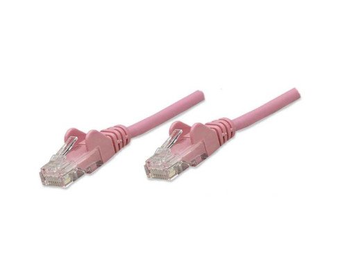 Intellinet 453042 IEC-C5-PNK-1 Network Cable, Cat5e, UTP, 100% Copper, RJ45 Male / RJ45 Male, 0.3 m (1 ft.), Pink