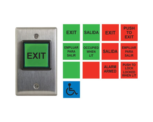 Camden Door Controls CM-30U English and Spanish Insert Labels LED Illuminated Exit Switch