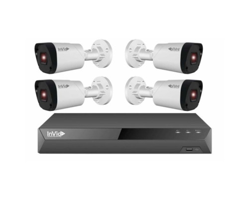 INVID3KIT-4 4 Camera Security System, 5MP Bullet Cameras 3TB