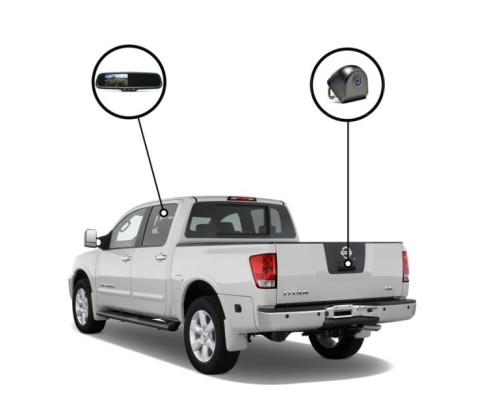 RVS Systems RVS-718521-02 480 TVL Nissan Titan Bluetooth Mirror Monitor, Tailgate Camera, 33ft Cable