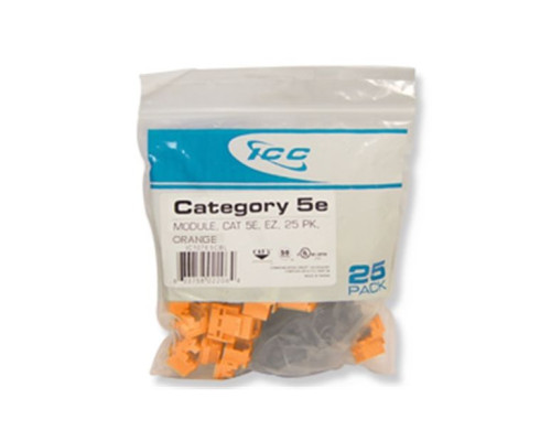 ICC IC107E5COR EZ Keystone Jacks, 25-Pk, Orange