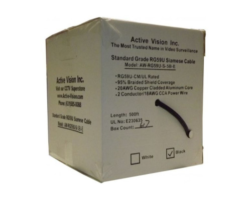 Active Vision AW-RG59U-S-1-W RG-59/U Siamese Cable, 1000 ft. White