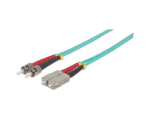 Intellinet 751438 Fiber Optic Patch Cable, Duplex, Multimode, 7 Feet, Aqua