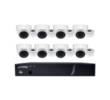 Speco ZIPX8T1 8 Channel HD-TVI DVR, 1080p, 2TB with 8 Outdoor IR Turret Cameras, 3.6mm Lens, White