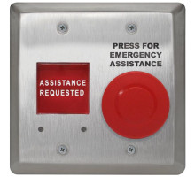 Camden Door Controls CM-AF540SOFE Double Gang, Push/Pull Mushroom Push Button with LED Annunciator and Adjustable Sounder, 'ASSISTANCE REQUESTED', Bilingual