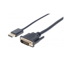 Manhattan 152143 DisplayPort 1.2a Male to DVI-D 24+1 Male Cable, 1.8 m (6 ft.), Black