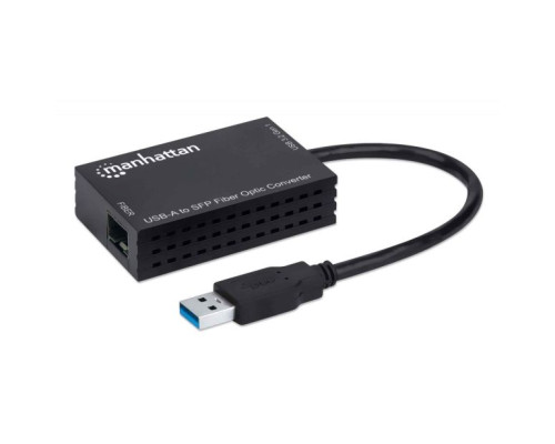 Manhattan 152297 USB-A to Fiber Optic SFP Converter, Black