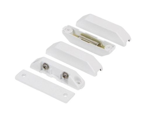 Nascom N282TXGSW-STFB Surface Mount Terminal Open Loop Switch / Magnet Set, Low Profile, Beveled Cover Spacers, Snow White