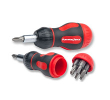 Platinum Tools 19120C 8-in-1 Ratcheted Stubby Screwdriver