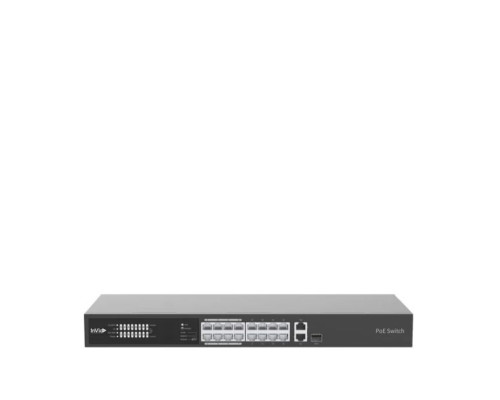 InVid VIS-LRPOE16-2AN 16-Port PoE Switch, 1X SFP, 225W, UL Listed