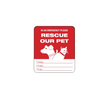 Maxwell DY-150 Pet Rescue Decal - 3.5 x 4 - Outside Mount, Red & White (100 pk)