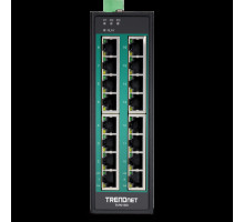 TRENDnet TI-PG160 16-Port Industrial Gigabit PoE+ DIN-Rail Switch