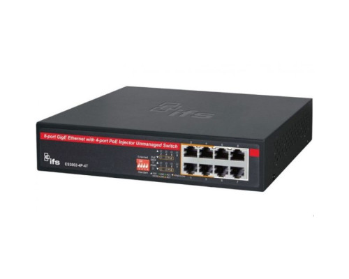 Interlogix ES3002-4P-4T 8 port Gigabit Ethernet with 4 port PoE Plus Injector Unmanaged Switch