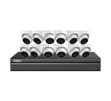 Dahua N468L124A 16-CH E-VU NETWORK Kit 12 x 8MP, 2.8mm Mini Eyeball Cameras and a 16CH 2SATA 4K Network Recorder, 4TB Included