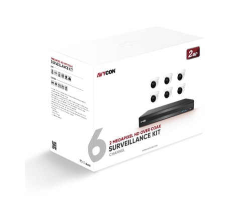 Avycon AVK-TE21E6-2T 2MP HD Over Coax Surveillance Kit: 6 Turret Dome Cameras and 8 Channel HD DVR with 2TB HDD Pre-installed