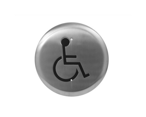 Camden Door Controls CM-60K-2 6' Stainless Steel Round Push Plate Switch 'WHEELCHAIR' Symbol, Blue