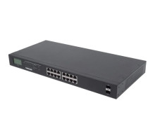 Intellinet 561259 16-Port Gigabit Ethernet PoE+ Switch with 2 SFP Ports and LCD Screen