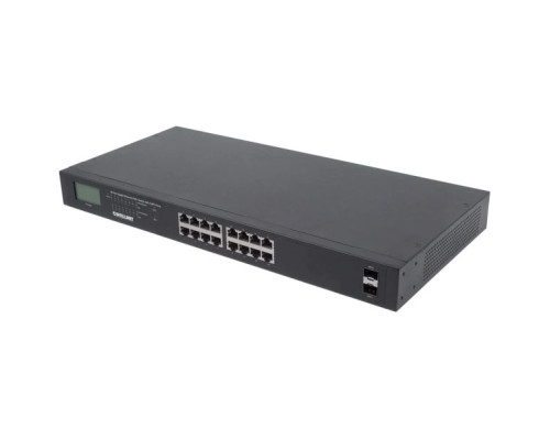 Intellinet 561259 16-Port Gigabit Ethernet PoE+ Switch with 2 SFP Ports and LCD Screen