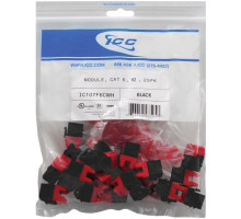 ICC IC107L6CBK EZ CAT 6 Keystone Jacks, 25-Pk, Black