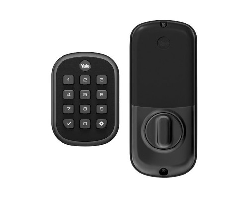 Yale YRD136-ZW2-BSP Pro Pushbutton Deadbolt Z-Wave Key Free, Black Suede