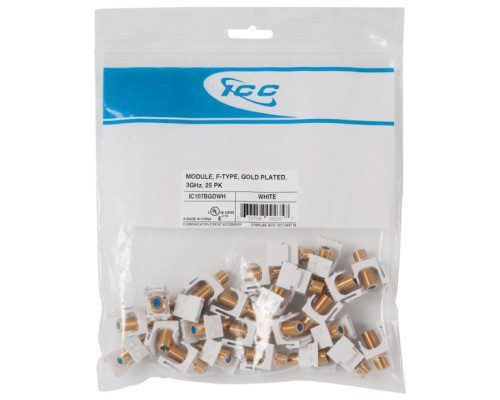 ICC IC107BGDWH 3GHz Gold Plated F-Type Module 25 PK