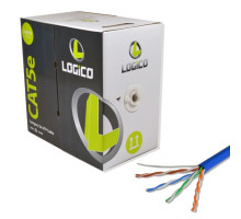 LOGICO C5EU2303 Cat5E UTP Cable 350Mhz 24Awg CMR Riser 1000Ft Blue