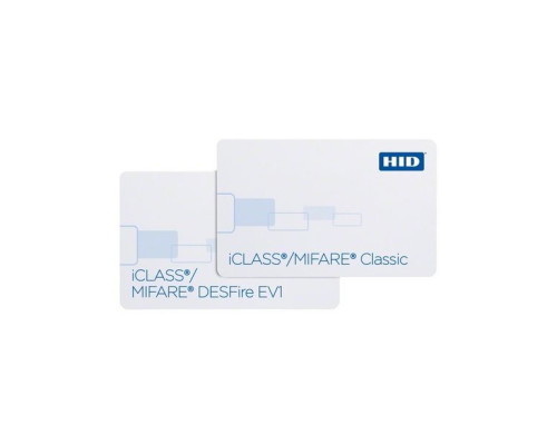 HID 2424PKG1MNN 242 iCLASS + MIFARE DESFire EV1 Smart Cards, Composite Polyester/PVC, 32K Bits