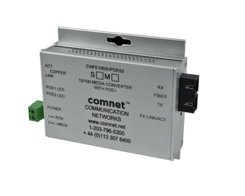 Comnet CWFE1004BPOESHO/M 10/100Mbps Ethernet Media Converter w/48V POE