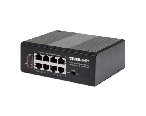 Intellinet 561624 Industrial PoE-Powered 8-Port Gigabit Switch with PoE Passthrough