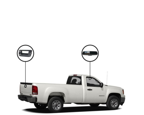 RVS Systems RVS-718515-02 Sierra Tailgate Camera (Sierra 1500 2007-2013), Bluetooth Mirror Monitor, 33ft Cable