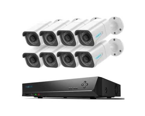 Reolink RLK16-800B8 4K 8MP Outdoor 8 Bullet PoE Security Camera System Kit with 16-Channel NVR, 4TB HDD