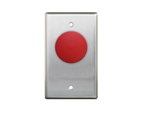 Camden Door Controls CM-400-R Single Gang, N/O Contacts, 1 5/8' Pushbutton, Stainless Steel Faceplate, Red Button