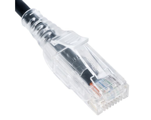 ICC ICPCSY10BK CAT6 Slim Clear Boot Patch Cord, 10 Feet, 10 Pack, Black