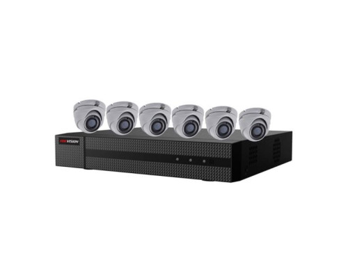 Hikvision EKT-K82T26 6 Camera Security System, 4MP Recording, 2MP Day/Night Outdoor Turret Cameras, 2TB