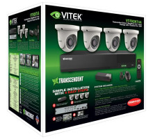 Vitek VT-TH2KT48TA-2 4 Channel 1080P 4-IN-1 (TVI/AHD/CVI/CVBS) DVR, 8TB, 4 X 2 Megapixel Turret Cameras, 2.8mm