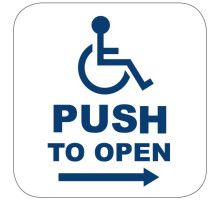 Camden Door Controls CM-25-4AR Narrow Push Plate Switch, Vertical Mounting, WHEELCHAIR Symbol with ARROW Right, Blue Graphics