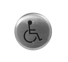 Camden Door Controls CM-60K-2-WT 6' Stainless Steel Round Push Plate Switch 'WHEELCHAIR' Symbol, Blue Boot and Water Tight Coating